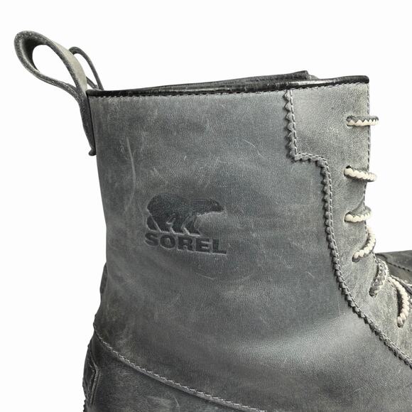 Sorel Men\'s Sz 8 Madson Gray Distressed Leather Wingtip Boots Lace Up Lug Sole